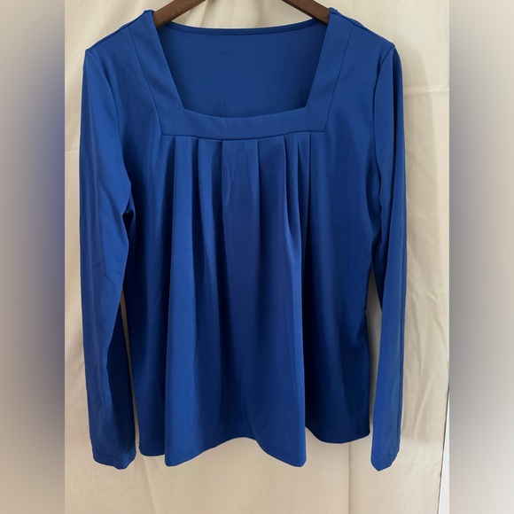SHEIN NWOT Blue long-sleeve blouse. Size Large. - Picture 1 of 3
